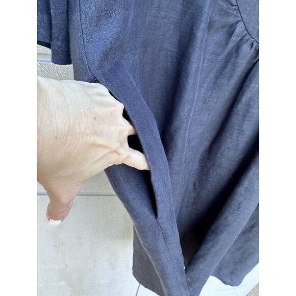 Whyci Milano Women Lagenlook Black Linen Cocoon Style Dress Sz 42 IT/6 US Chic - Picture 12 of 13